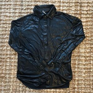 Anthropologie Black Shimmer Blouse-women’s size S-EUC